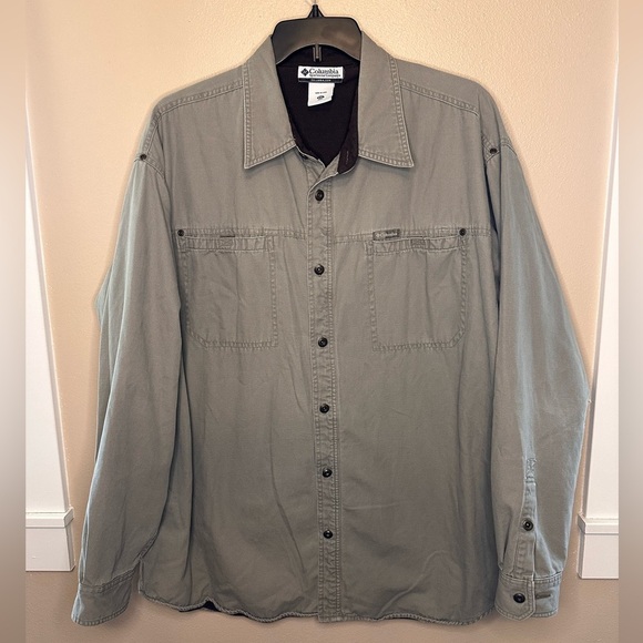 Columbia Men’s Fleece Lined Heavy Canvas Button Down Shirt Size XXL Gray - Picture 1 of 6